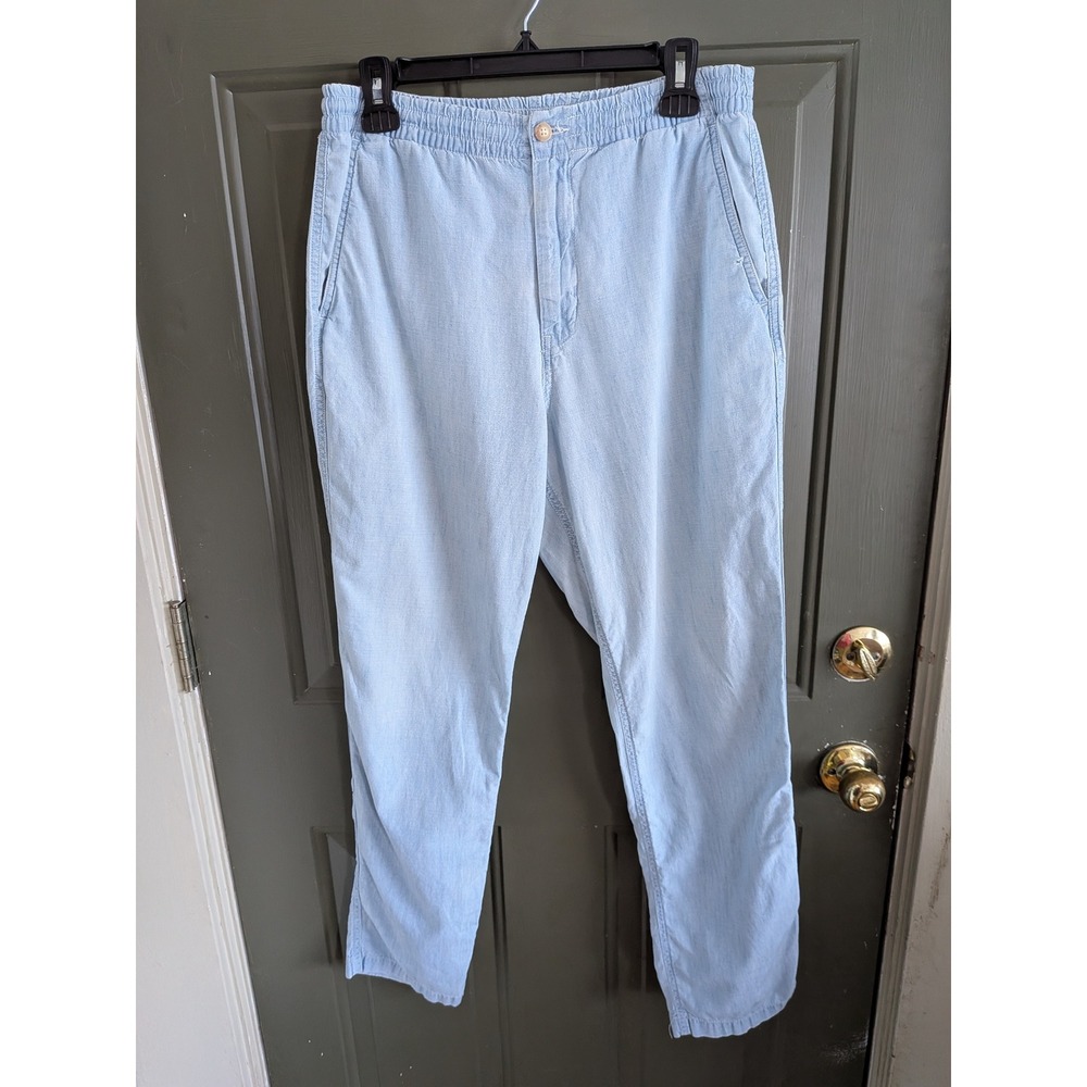 Polo Ralph Lauren Light Blue 100% Cotton Chambray Taper Leg Pants Medium